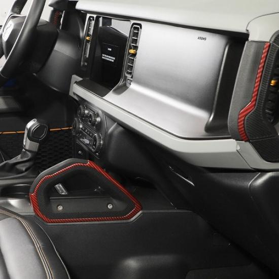 Center Console Handle Decoration Cover Trim For Ford Bronco 21+Red Carbon Fiber
