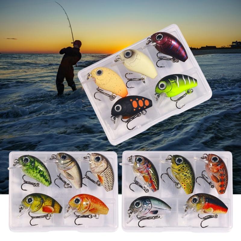 5 Pièces Appâts de Pêche en Plastique Petit Crankbait Wobbler Appâts Durs Artificiels Appâts Crank avec Boîte à Pêche Accessoires de Pêche