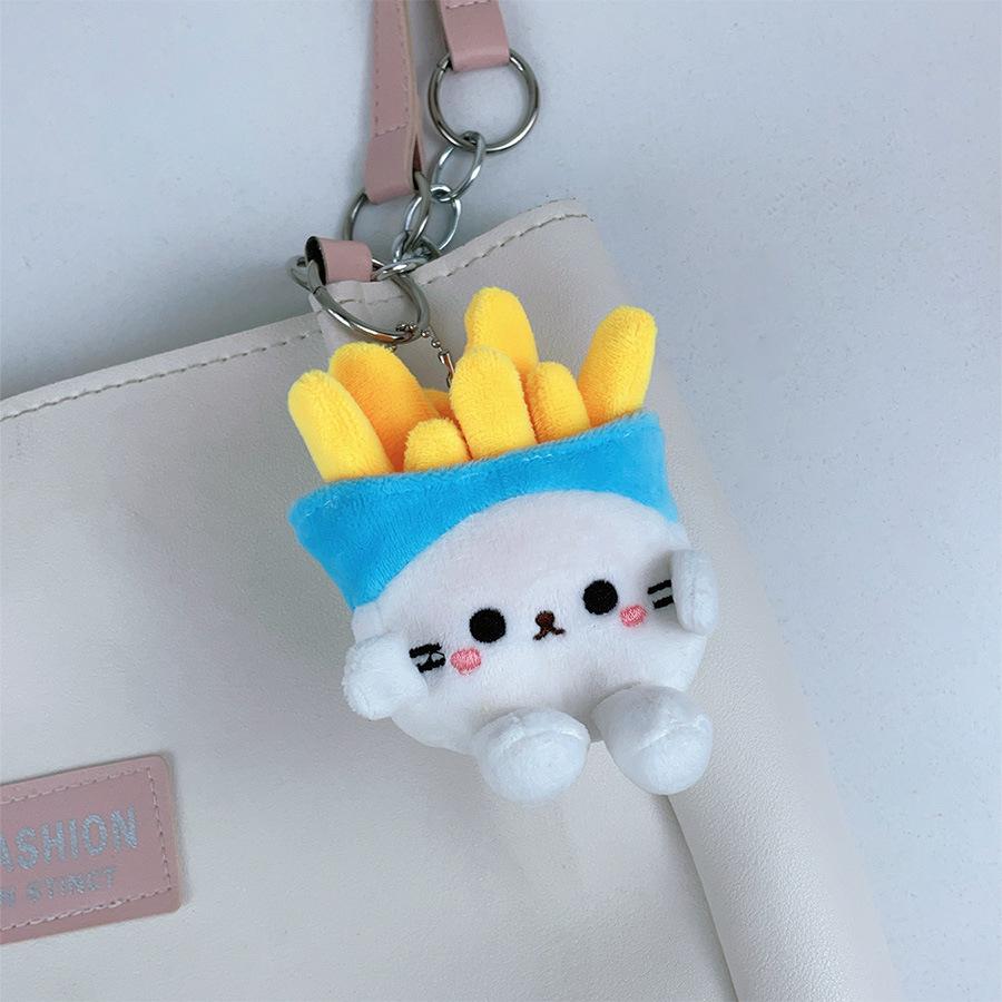 

Cute French Fries Kitten Plush Pendant Energy Doll Children s Gift Schoolbag Keychain Pendant Doll Height about 9cm