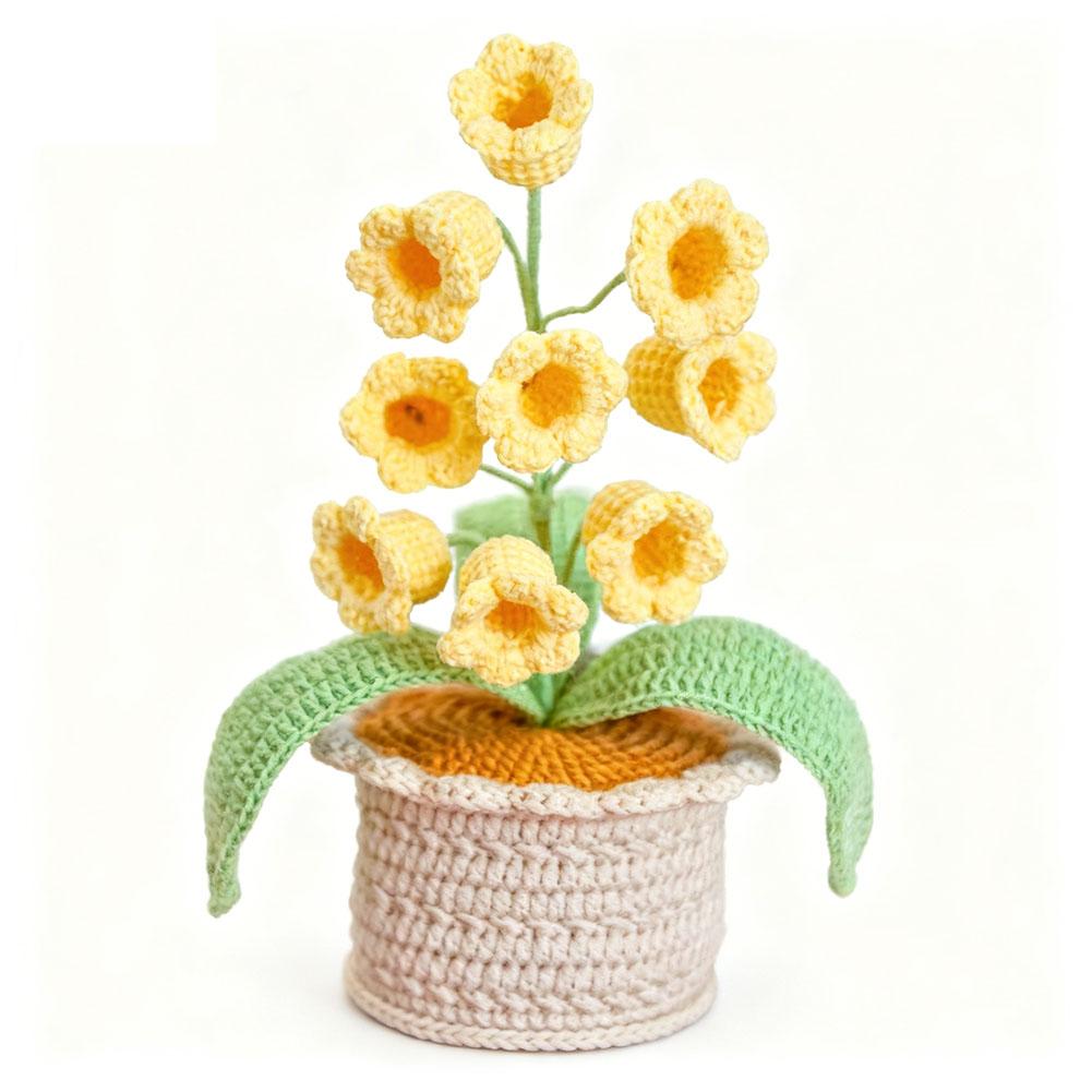 Lily of The Valley Lamp,Crochet Artificial Flowers with Night Lights,Cordless Table Lamp- Women Gift Ideas,Desk Home Decorations