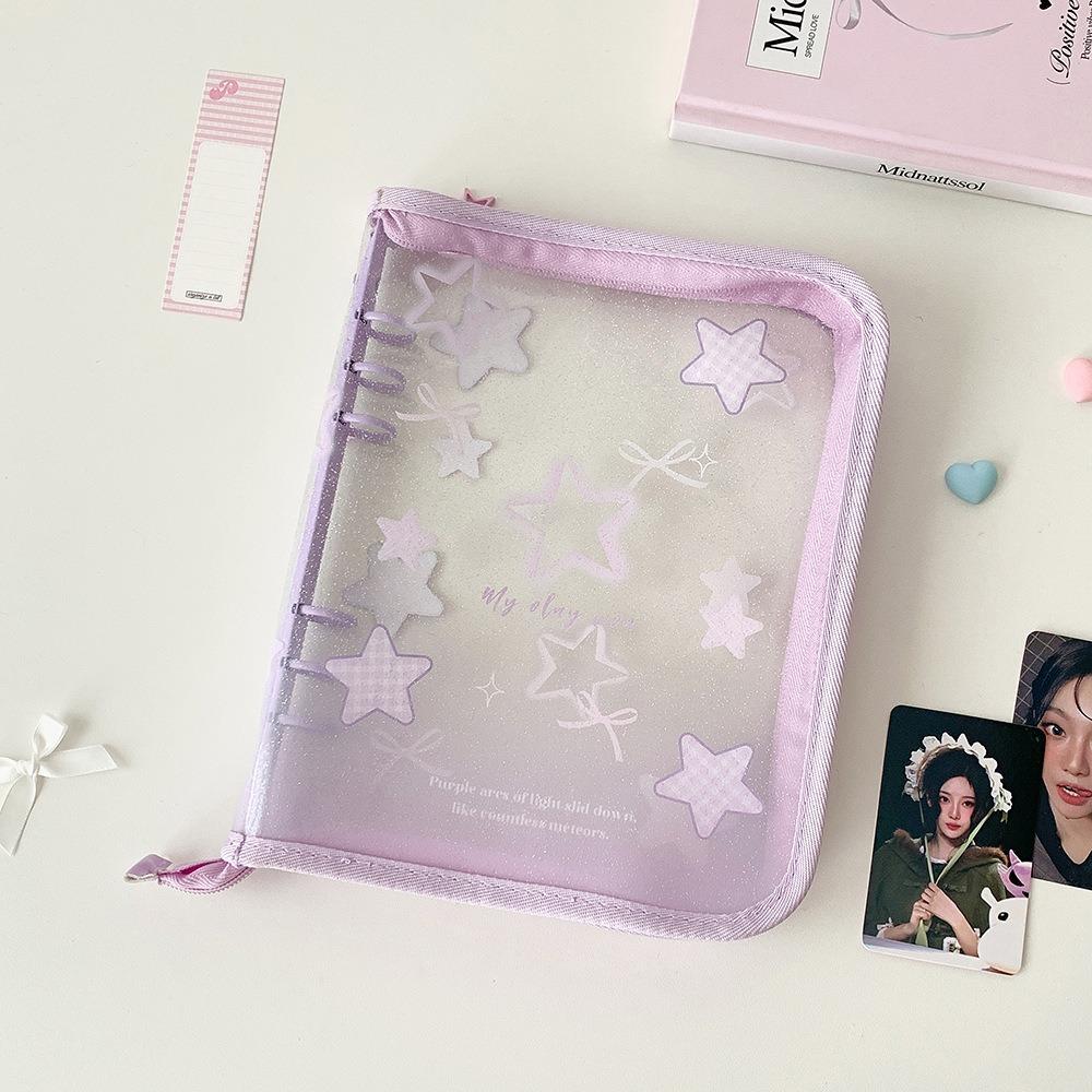 Cute PVC Loose Leaf Album Zipper Student Graduation Photos Album a5 Card Album Girl Idol Photo Storage