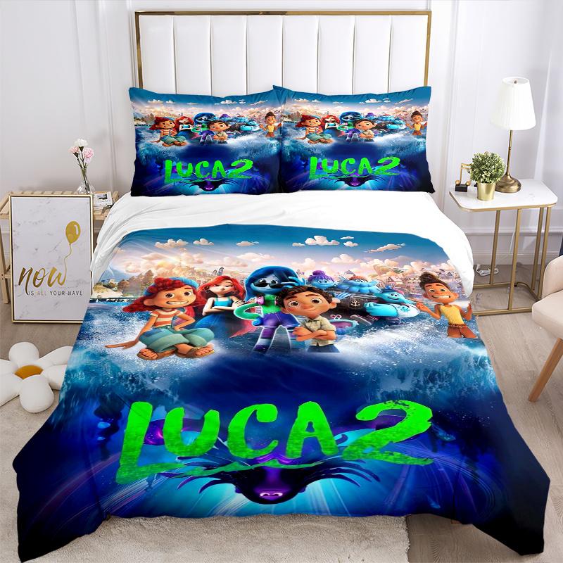 Juego de Ropa de Cama Inspirado en el Póster de la Película Luca 2 (3 Piezas) Incluye Funda Nórdica y Fundas de Almohada, Adecuado para Todas las Estaciones B061