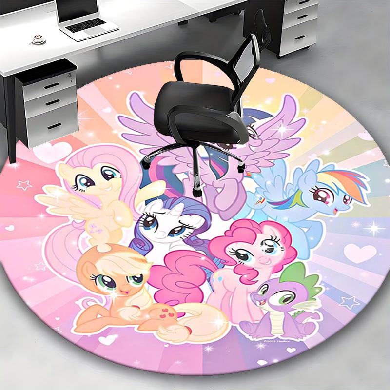 1pc My Little Pony Round Carpet, Office Chair Mat, NonSlip Rug for Home Decor, Seasonal Gift, Suitable for Office, Living Room