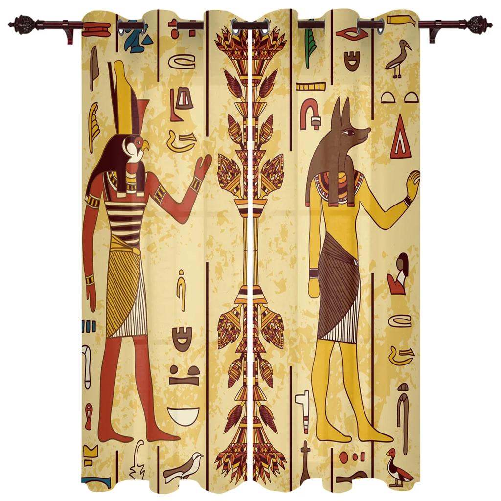 Egypt Pharaoh Yellow Mural Ancient Window Curtains Home Decoration Living Room Curtains Kid's Room Cortinas For Kitchen Bedroom