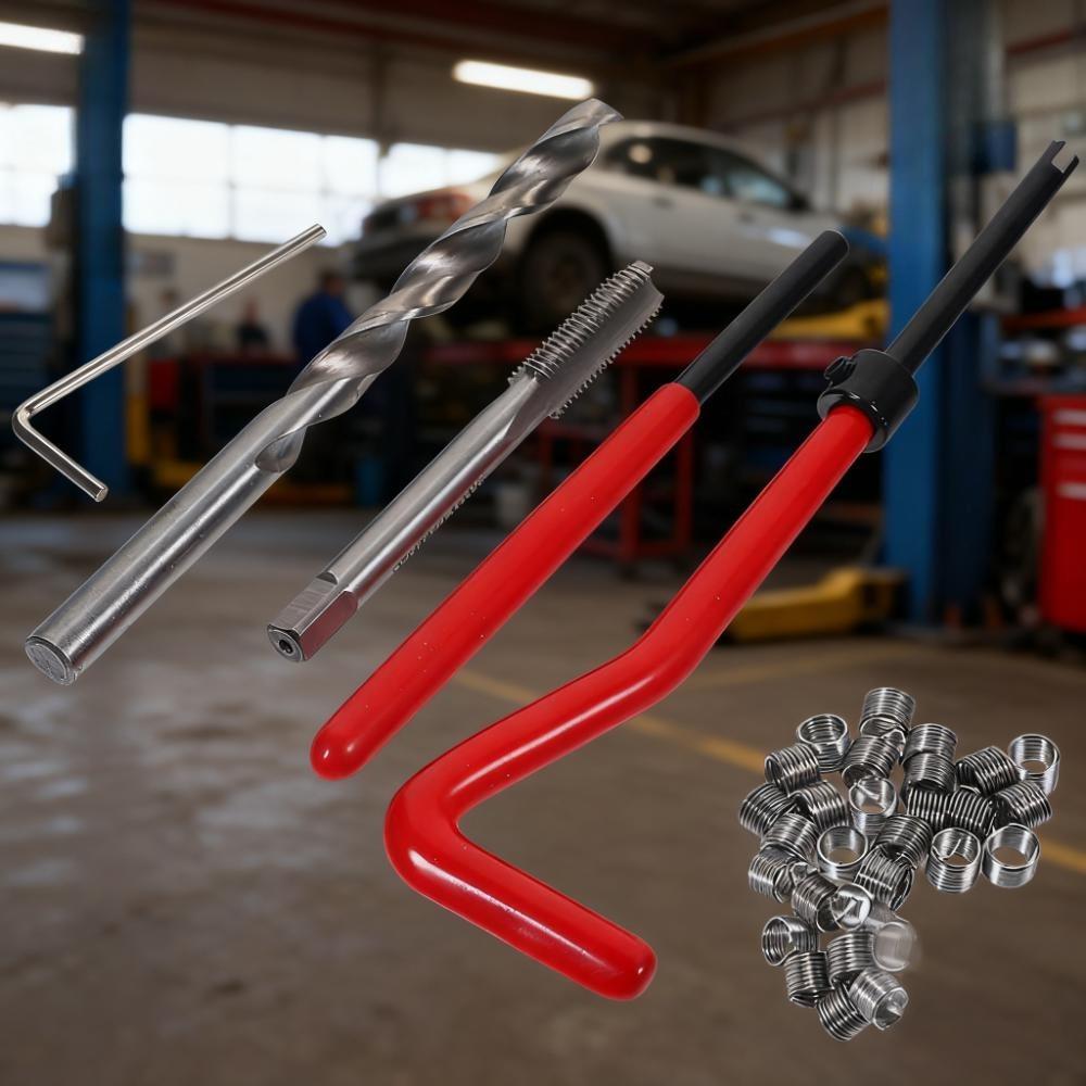 

30 Piece Set of Stainless Steel Thread Repair Tools Kit Thread Inserts M6 Size Helicoil Tool Easy to Use for Car Repairing