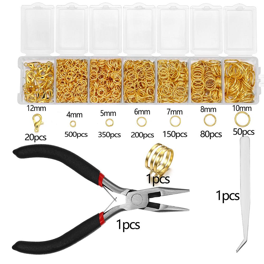 1353Pcs/Set Alloy Lobster Clasp Jump Rings Needle Nose Pliers Tweezers Open Ring Jewelry Accessories Kit for DIY Jewelry Making