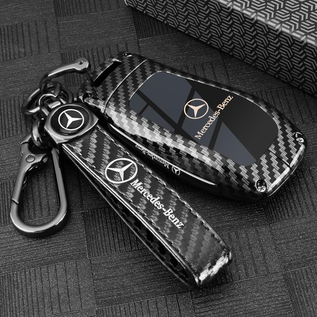 PNR1 Carbon Fiber Look Silicone Remote Car Key Case Cover Shell Keychain for Mercedes Benz A C E S Class W203 W204 W212 W213 W176