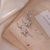 Trendy Cubic Zirconia Flower Earrings Cute Pendant Gold Plated Stainless Steel Non Tarnish Waterproof Hoop Earrings for Women