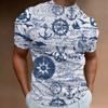 Ny T-skjorte 3D-trykket Nautisk Mønster Sommer Herre Klassisk Vintage T-skjorte Topp Herre Casual Oversized Rund Hals T-skjorte
