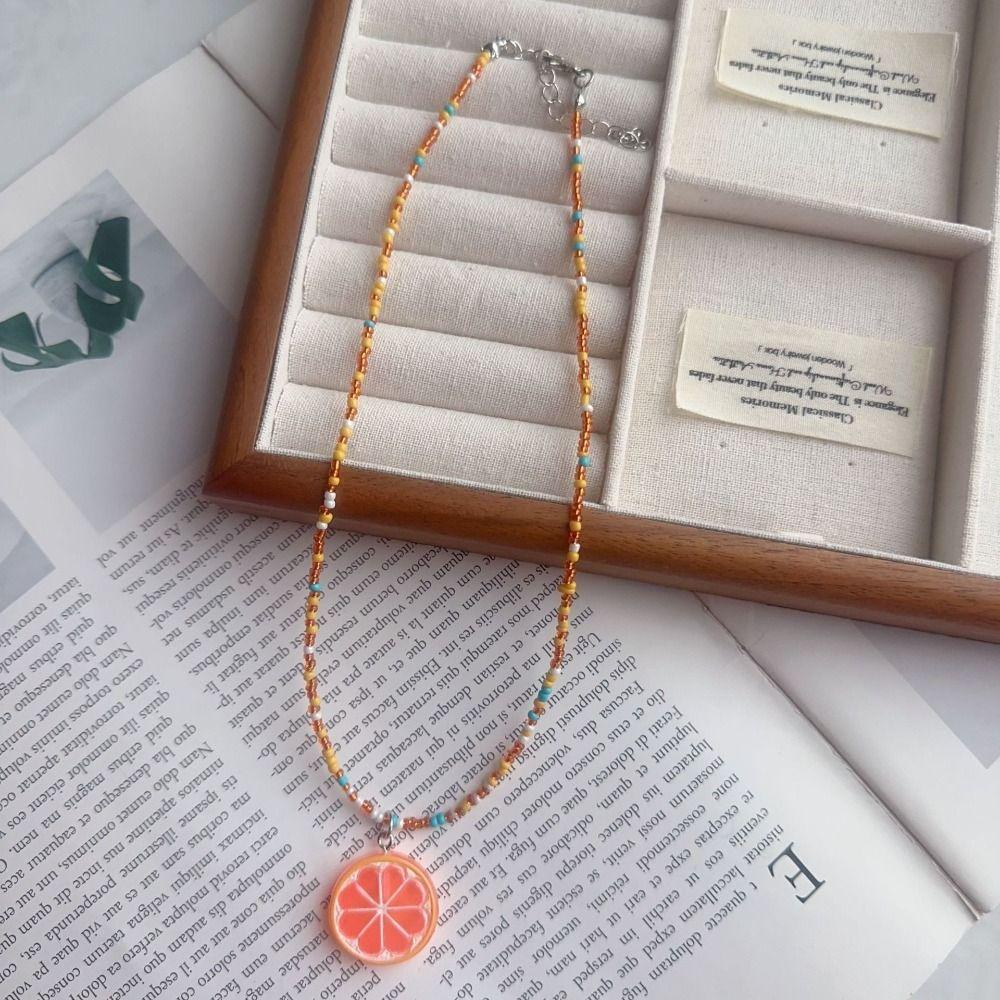 Handmade Fruit Pendant Necklace Bohemian Summer Necklace Cute Handmade Fruit Jewelry  Summer Wear