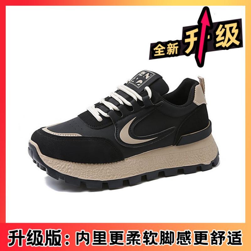 Retro Maillard large size running shoes spring new platform lace-up running shoes college style sports shoes women