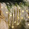 5pcsChristmas Ice Stick Ornaments Christmas Tree Red Gold Glitter Decorations Home Restaurant Garland Hanging Decorations