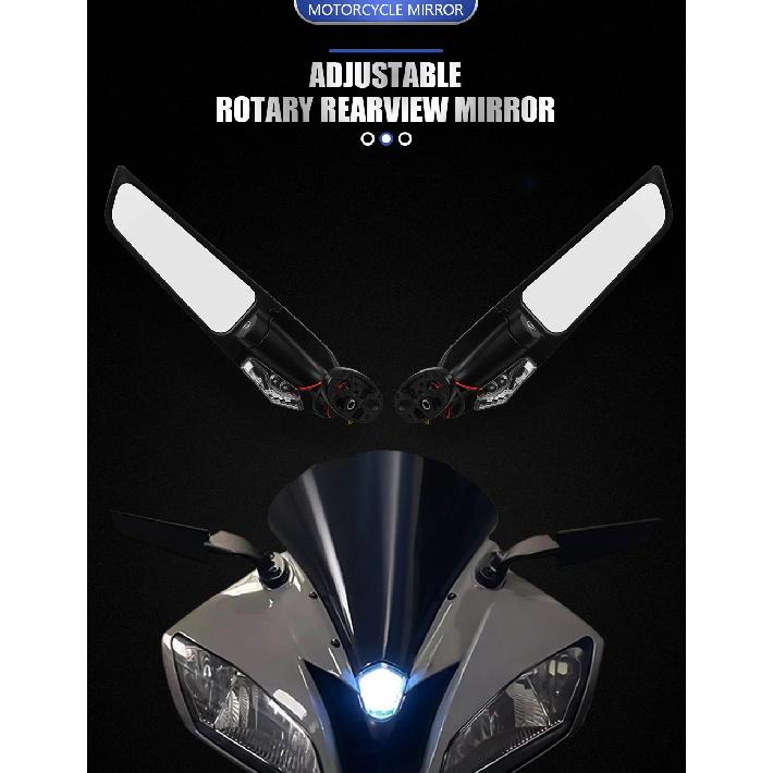 Wing Rearview Side Mirrors LED Turn Signal For Suzuki GSXR 600 750 1000 GSX1000 For HONDA, Yamaha Motorcycle Accessories