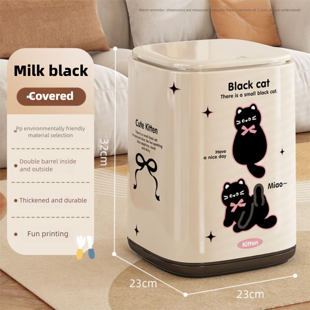 

High Aesthetic Cartoon Garbage Can With Lid Odor-Control Double Layer Storage Can Plastic Large Capacity Trash Basket Bedroom