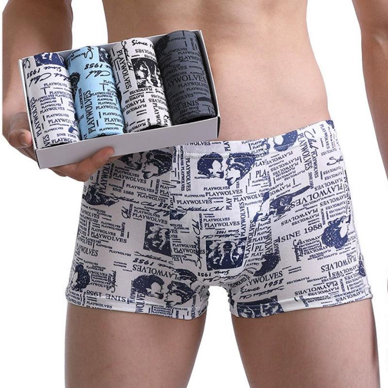 

4 шт. U-образные выпуклые L-4XL мужское нижнее белье быстросохнущие мужские боксеры дышащие мужские трусы мужские трусы шорты боксеры XL синий/белый