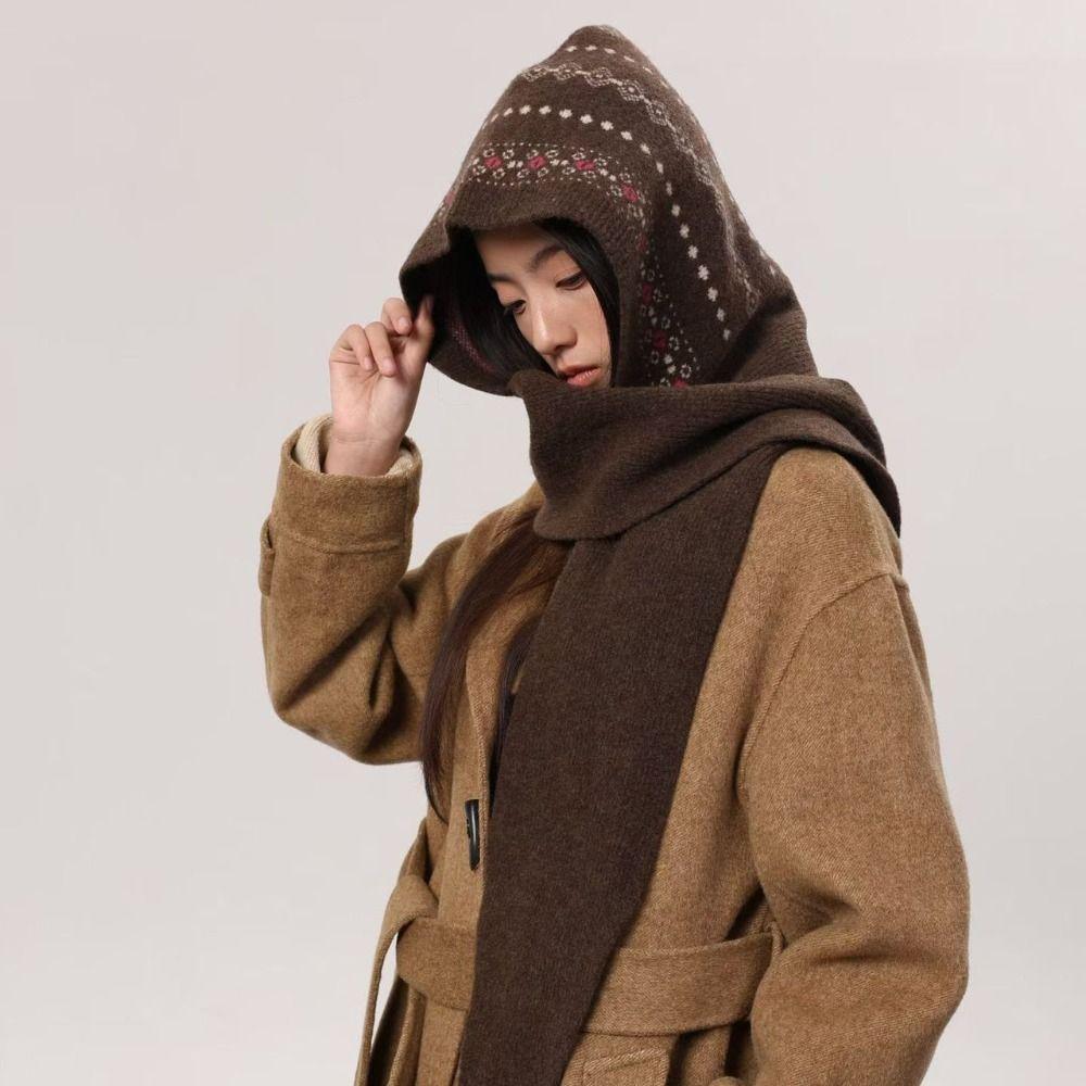 Pullover Hat Ear Protection Hat Scarf Cap Knitted Hat Fashion Hooded Hat  Streetwear