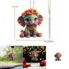 Cute Cartoon Flower Elephant Pattern Acrylic Pendant For Vehicle Interior Decoration
