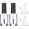 2 Pcs Empty Fingernail Polish Bottles Empty Nail Polish Bottles with Brush 15ML Glass Bottle with Cap Funnel Mixing Balls Clear Nail Polishes