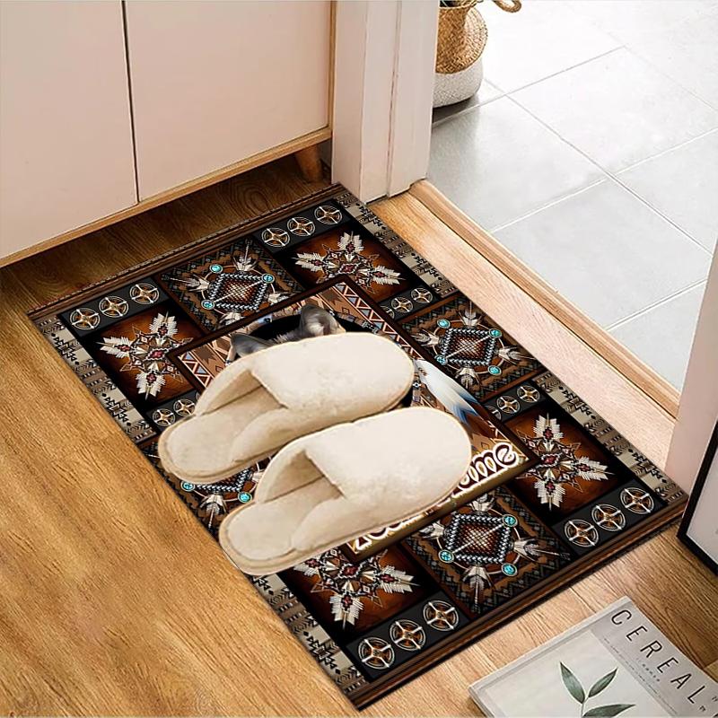 1PC Custom Name Wolf Spirit Blanket Theme Floor Mat Ideal for Living Room, Game Rooms, Office, Bedroom, Floor Mat Playful Design