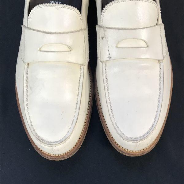 Made In Italy BALLY Leather Goodyear Welt Coin Loafer 6 25.0 White Slip-on Moccasin Business shoes(USED)