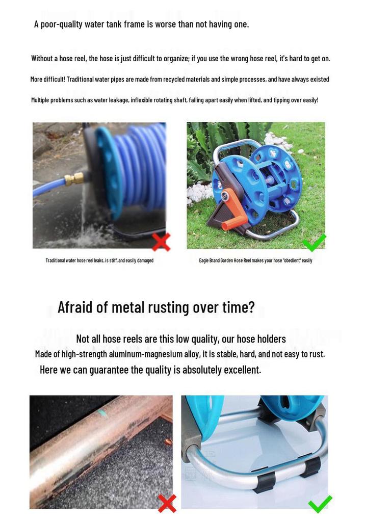 Garden Hose Storage Reel: Handheld Pipe Rack & PVC Soft Hose Cart for Flowers