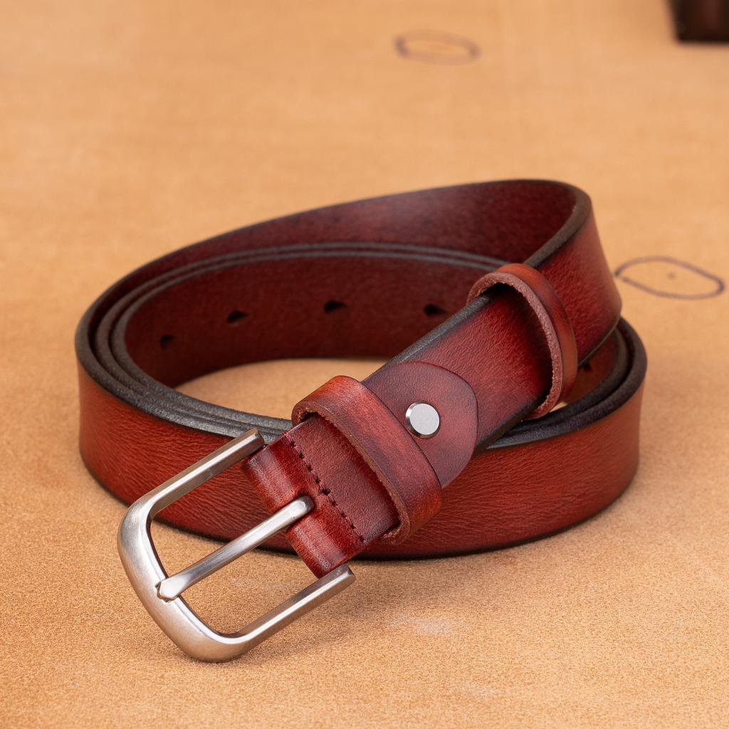 Leather Belt First Layer Cowhide Retro Versatile Tree Paste Leather Pin Buckle Retro Belt Middle-Aged And Young Men'S Belt