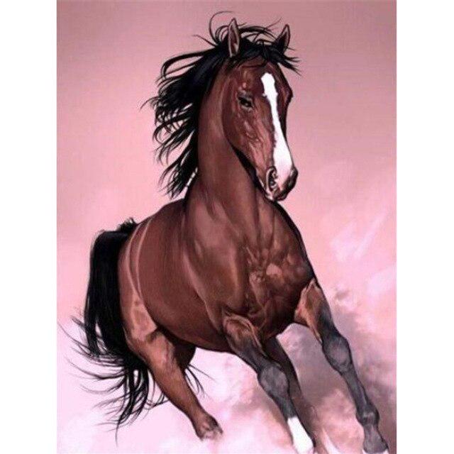 DIY 5D Diamond Painting Horse Full Round Diamond Embroidery Animal Mosaic Picture Cross Stitch