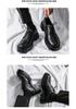 2025 Men's Chunky Glossy Leather Lace-up Casual Shoes with Thick Sole & Square Heel