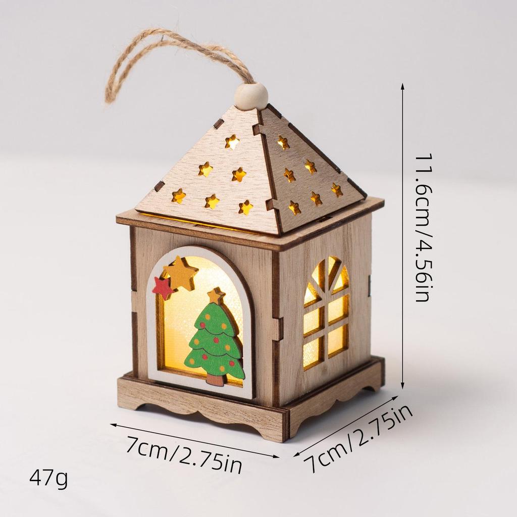 Christmas Luminous Wooden Cabin Ornament - Small House Tree Decoration