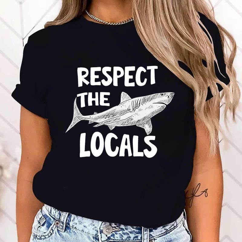 

(Premium T-shirt)Fashion Protect The Ocean Protect The Locals Printed T-Shirts Retro Style Women Shirt Tee Protect The Ocean top XXXL золотий
