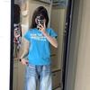 American Retro Letter Front Shoulder Short-sleeved T-shirt Women's Crew Neck Summer Casual Print Spice Girl Short Top Women