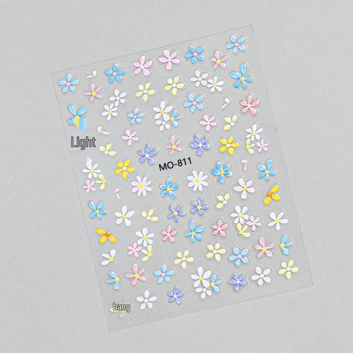 3D Embossed Flower Nail Stickers: INS Style Candy Colors with Hand-Painted Five-Petal Design