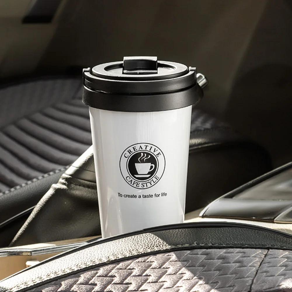 UPORS 500ML Coffee Mug Creative 304 Stainless Steel Travel Mug Double Wall Vacuum Insulated Tumbler Wide Mouth Tea Cup with Lid