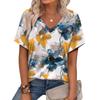 New Casual High-quality Retro Style 3D Women's Short Sleeved V-neck T-shirt