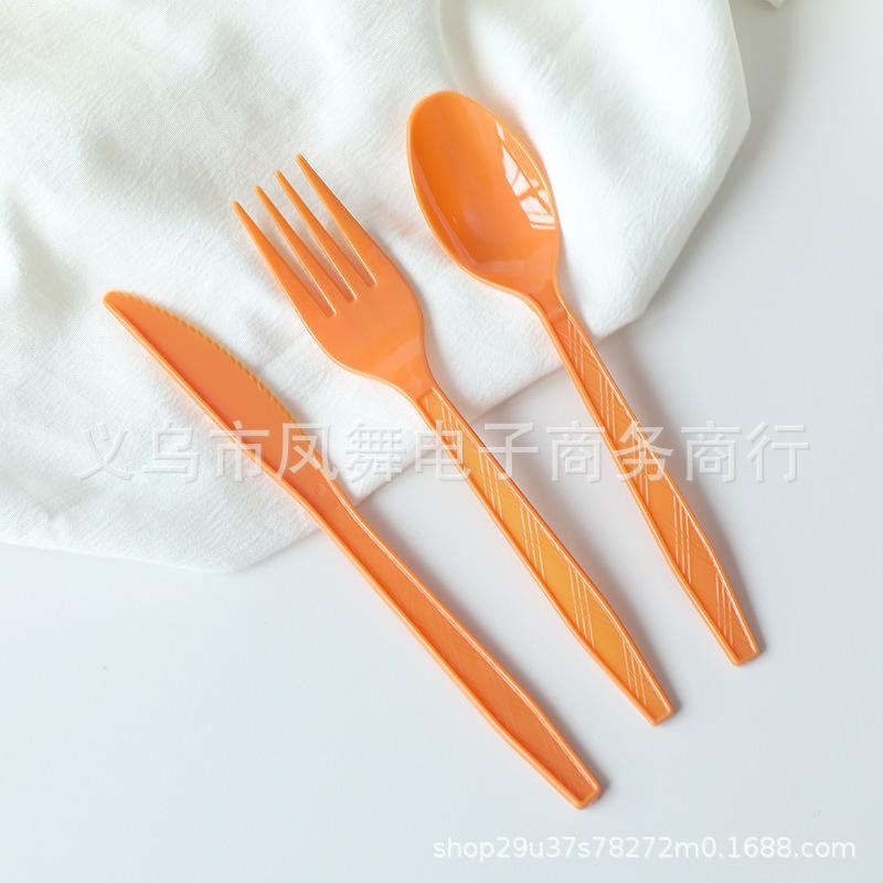 Colorful Gold Prints Colorful Plastic Knives, Forks And Spoons Dining Table Supplies Disposable Knives, Forks And Spoons Party Tableware