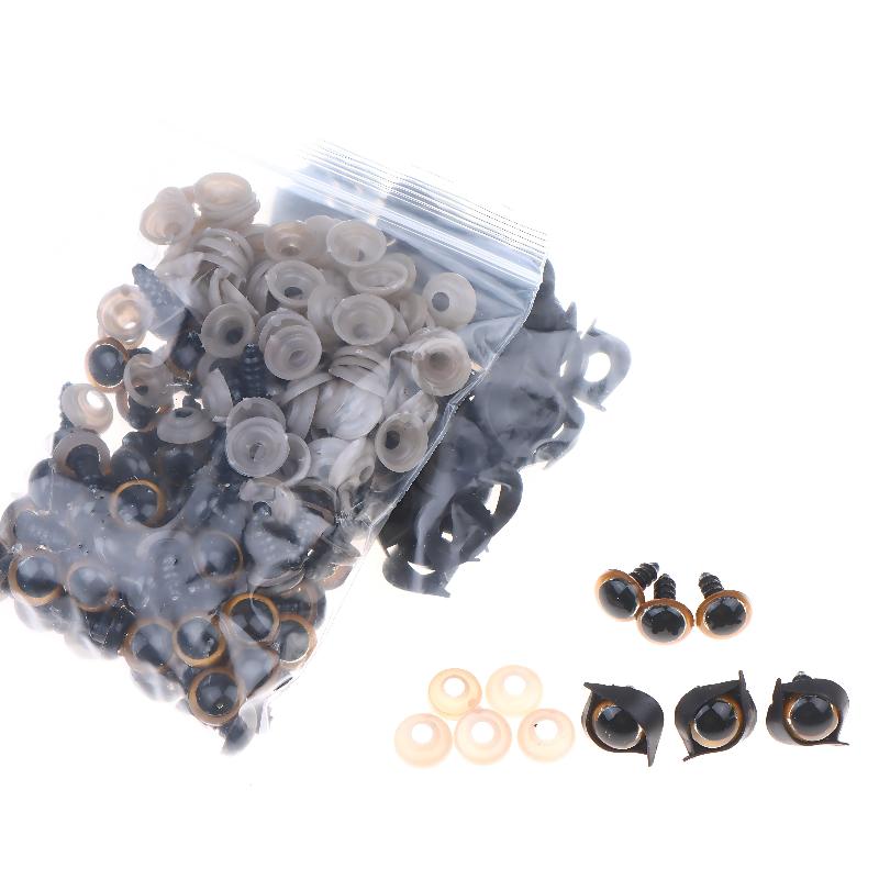 100Pcs 12mm Plastic Eyes for Bear Animal Dolls Safety Type with 50Pairs Suitable for Professional DIY Craft Making