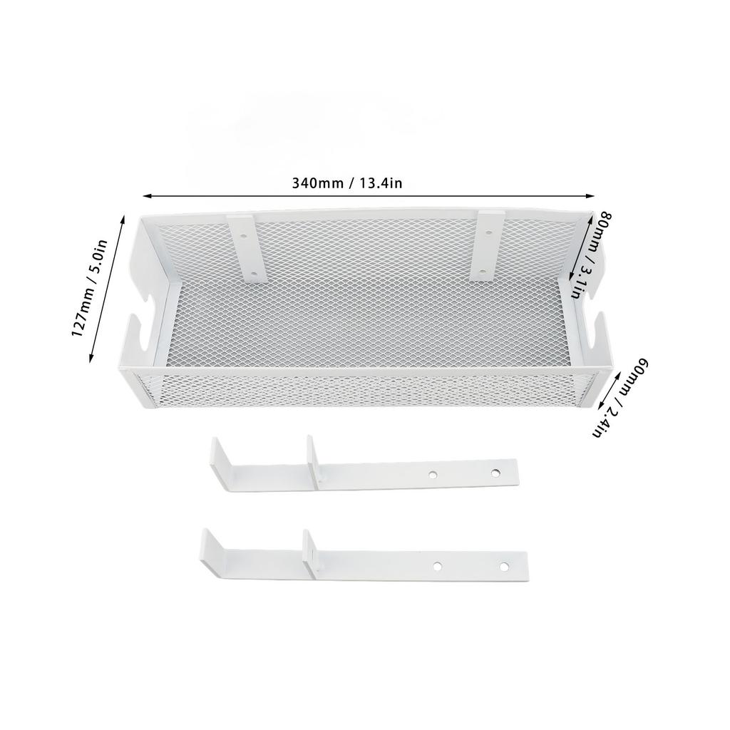 Under Desk Cable Management Tray Mesh Desk Cable Management Box with Clamp Mount Desk Cord Organizer for Office Home White