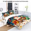 3pcs Cartoon Santa Claus Printed Chipless Duvet Cover Set, Multi Size Dormitory Bedroom, Soft and Comfortable, Machine Washable