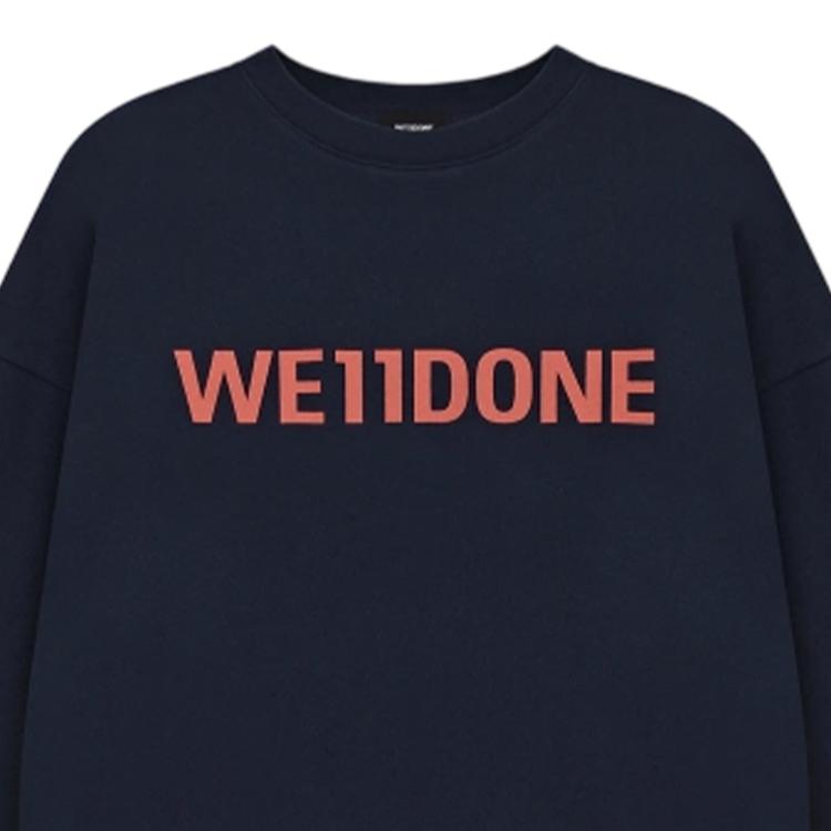 WE11DONE Minimalist Comfortable Letter Print Crew Neck Long Sleeve Sweatshirt Unisex Sweatshirt WD-TS0-26-925-U-NV
