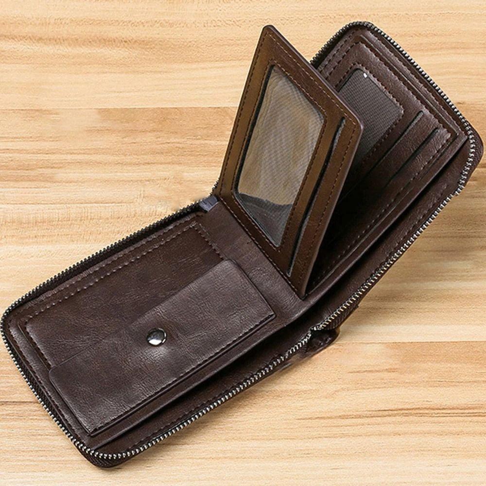 With Zipper Men Short Wallet Multiple Card Slots Business Coin Purses Vintage Card Holder  Boy