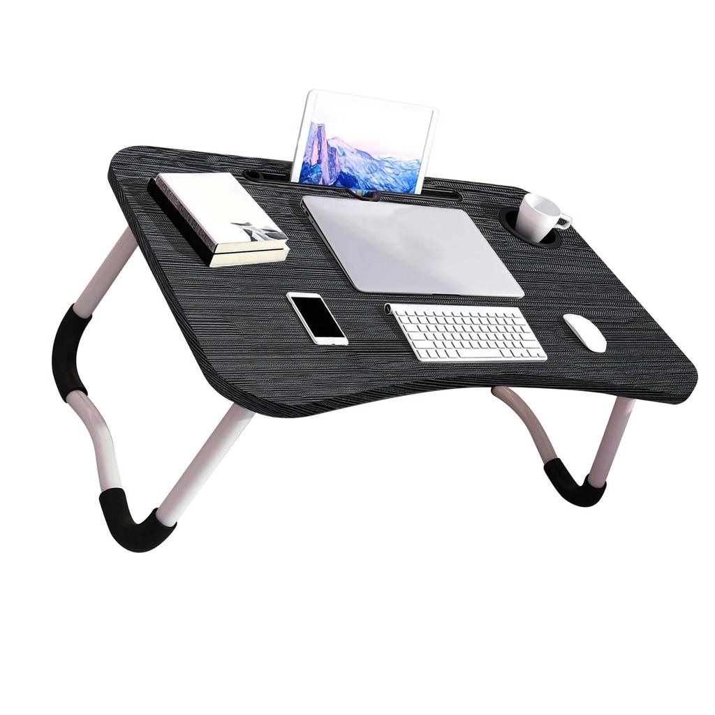 Kids Laptop Desk with Cup Holder Density Board Foldable Bed Table for Household Bedroom