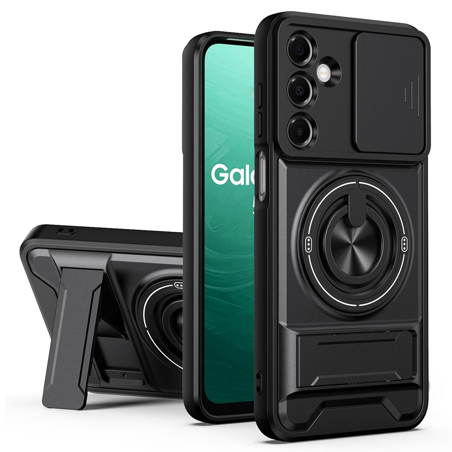 

For Samsung Galaxy A17 5G / 4G Magnetic Case Ring Holder Foldable Kickstand TPU PC Phone Cover with Camera Lens Slider