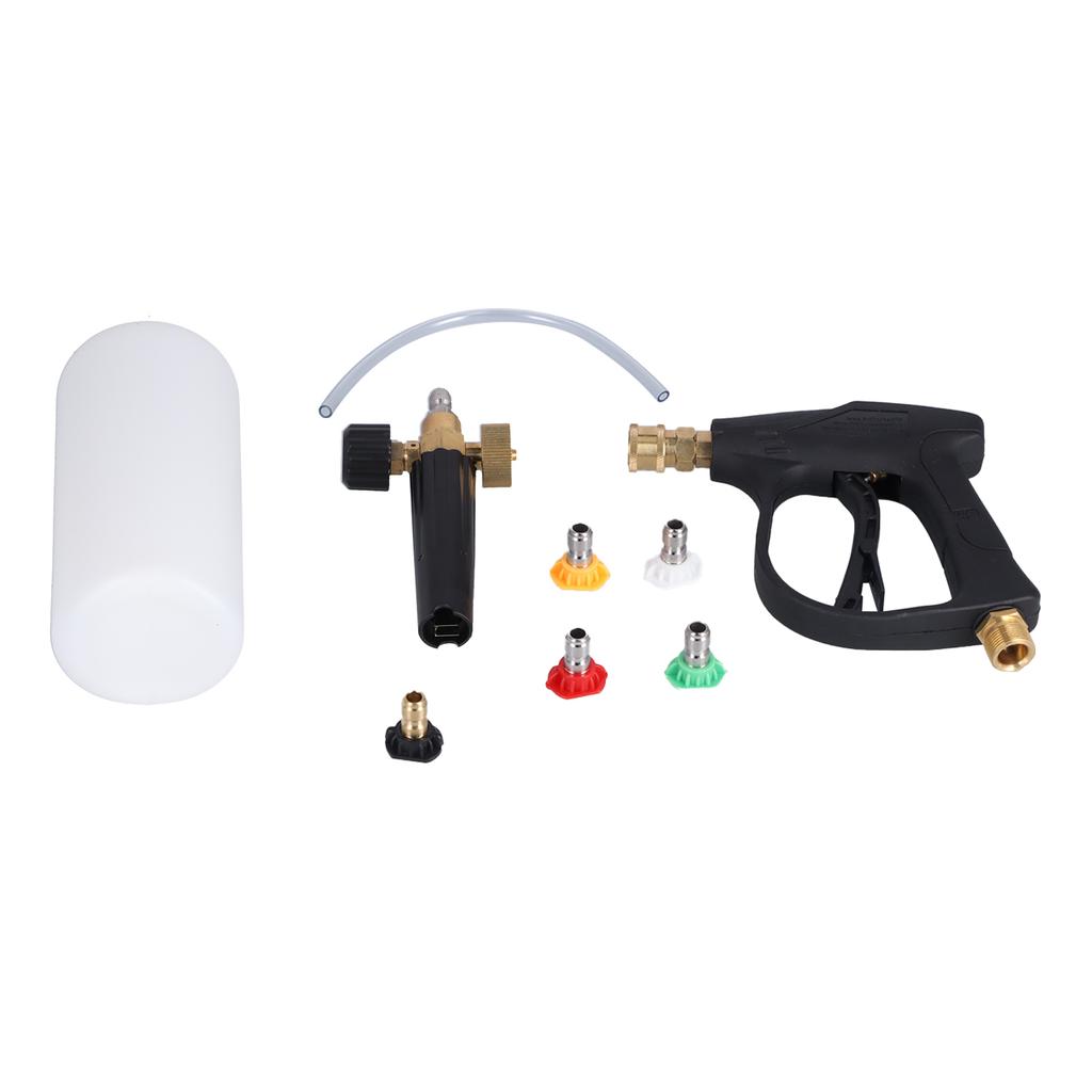 Schaumpistole Multifunktion Hochdruck Autowaschanlage Wasserpistole mit 5 Düsen Schaumflaschen-Set M22x1.5mm