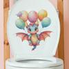 Playful Hand Painted Dinosaur with Balloons Toilet Sticker Waterproof Self-Adhesive Removable Decal for Bathroom WC Decoration