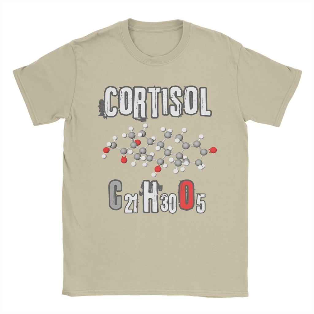 Magliette Design Molecola Cortisolo Uomo Cotone Puro Magliette Novità Girocollo T-shirt Manica Corta Top Stampati