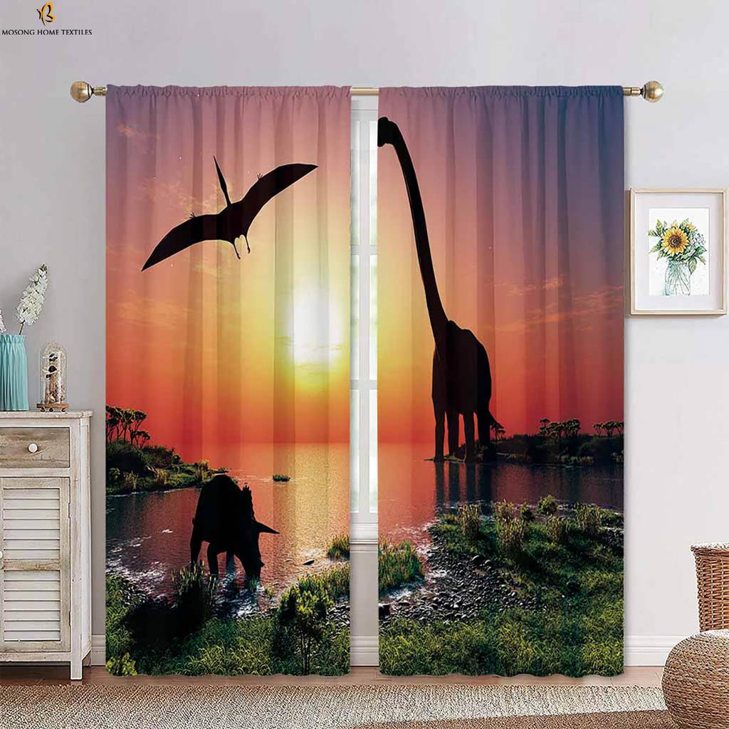 Window Curtains Animal Dinosaur Stereo Printing Bedroom Living Room Kitchen Children Decorative Made Of Polyester Great Decor