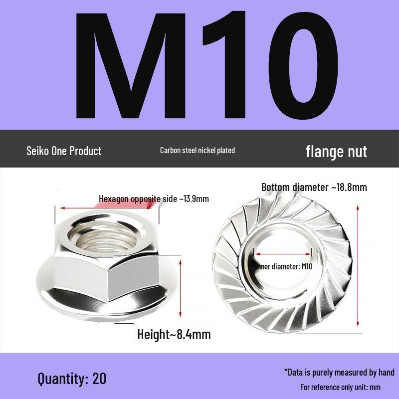 Electroplated Galvanized Hex Flange Nut with Anti-Slip Tooth Washer Cap, M3-M16