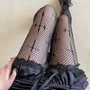 Women's Autumn Winter Thin Cross Jacquard Sexy Fishnet Hollow Slimming Lolita Versatile Pantyhose