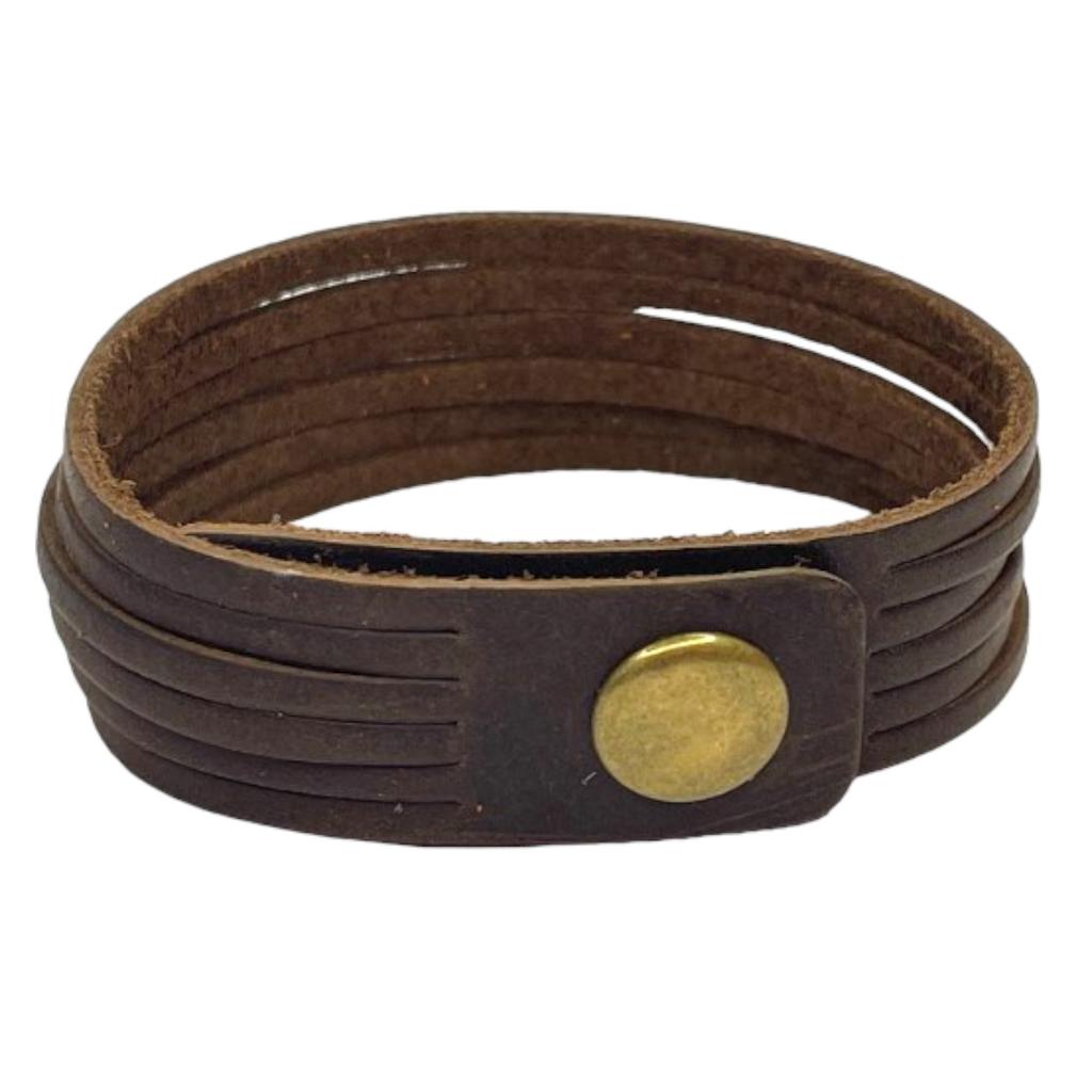Wide Retro Leather Bracelet In Blue