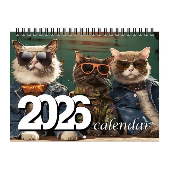 2026 Calendar Jan. 2026 - Dec. 2026 12 Month Calendar with Funny Cat Memes Pics Spiral Bound Wall Calendar for Home Office